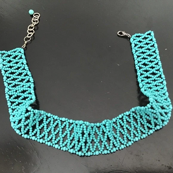 Excellent Sweet turquoise seed bead choker - Picture 1 of 4